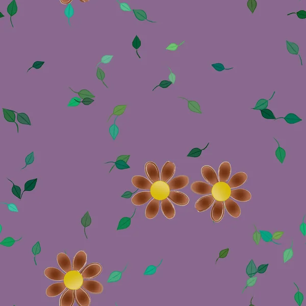 Flores Abstractas Con Hojas Verdes Patrón Sin Costura Ilustración Vectorial — Archivo Imágenes Vectoriales