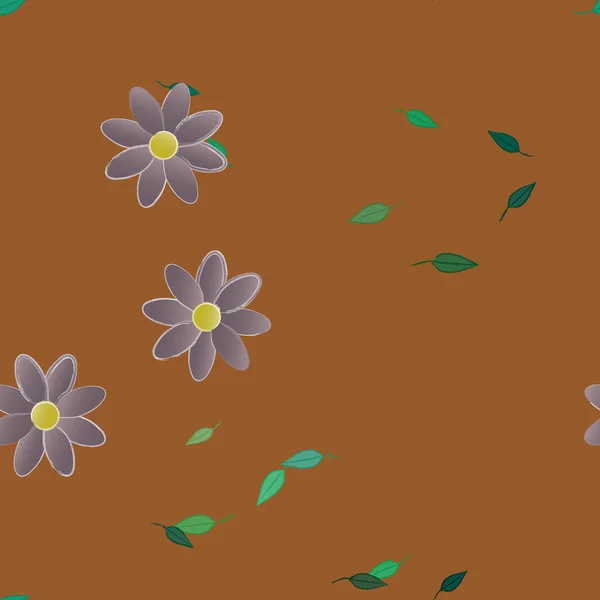 Fleurs Abstraites Avec Des Feuilles Vertes Motif Sans Couture Illustration — Image vectorielle