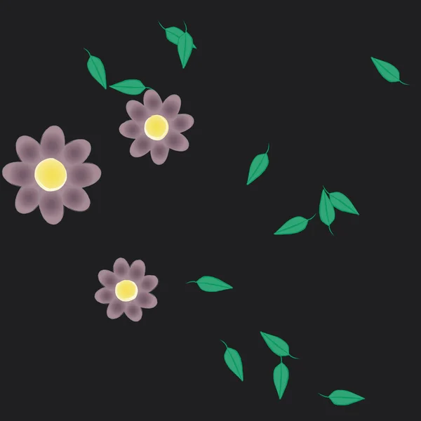 Fleurs Abstraites Avec Des Feuilles Vertes Motif Sans Couture Illustration — Image vectorielle