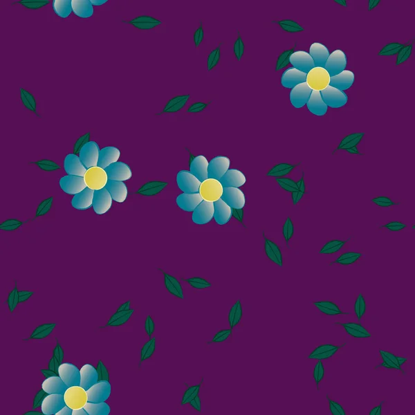 Fleurs Abstraites Avec Des Feuilles Vertes Motif Sans Couture Illustration — Image vectorielle