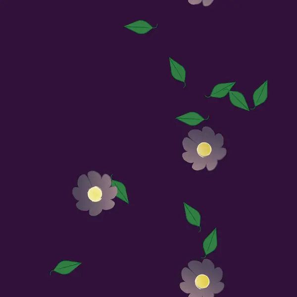 Flores Abstractas Con Hojas Verdes Patrón Sin Costura Ilustración Vectorial — Vector de stock