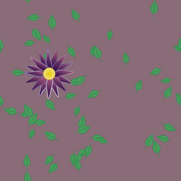 Flores Abstractas Con Hojas Verdes Patrón Sin Costura Ilustración Vectorial — Archivo Imágenes Vectoriales