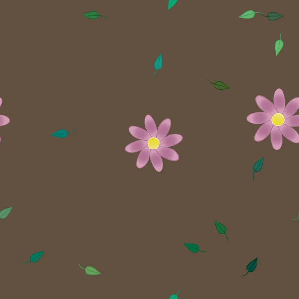 Fleurs Abstraites Avec Des Feuilles Vertes Motif Sans Couture Illustration — Image vectorielle