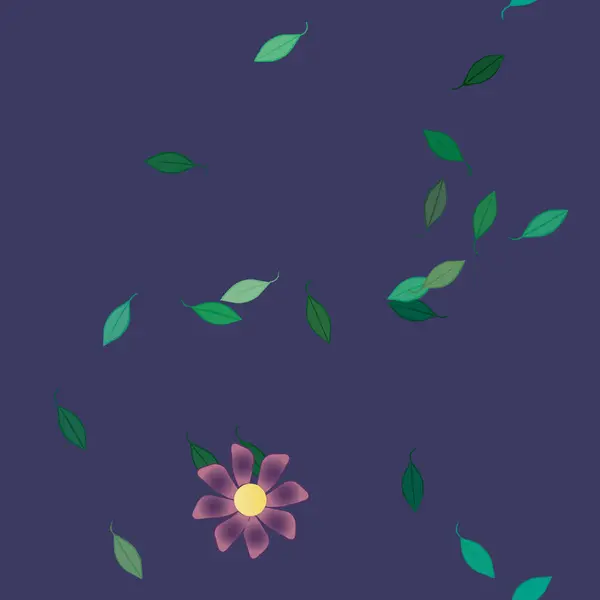 Flores Con Hojas Fondo Sin Costuras Ilustración Vectorial — Vector de stock