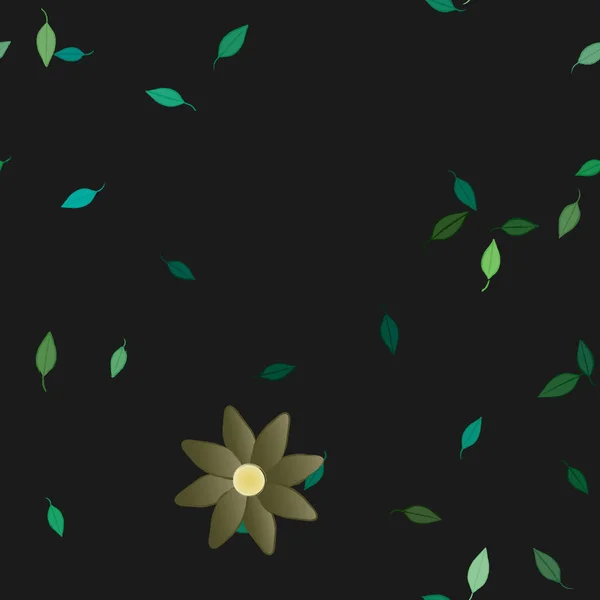 Fleurs Avec Feuilles Fond Sans Couture Illustration Vectorielle — Image vectorielle