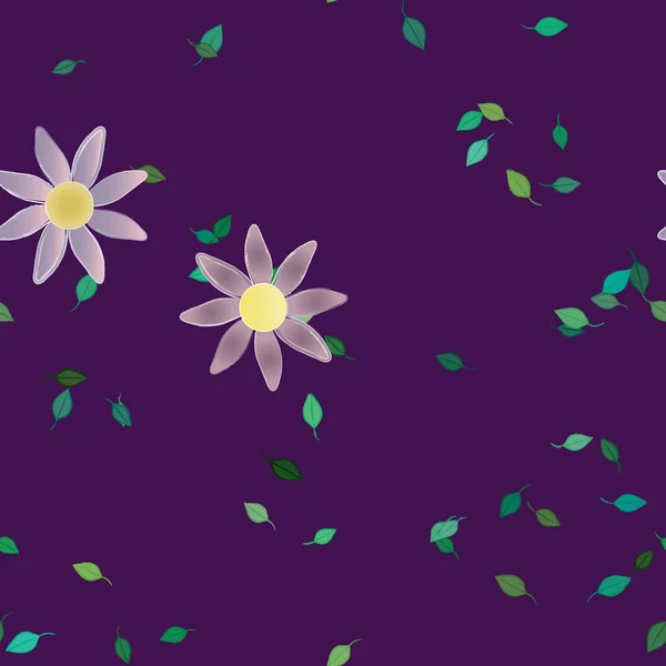 Flores Abstractas Con Hojas Verdes Patrón Sin Costura Ilustración Vectorial — Vector de stock