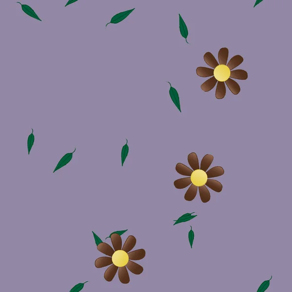 Flores Abstractas Con Hojas Verdes Patrón Sin Costura Ilustración Vectorial — Vector de stock