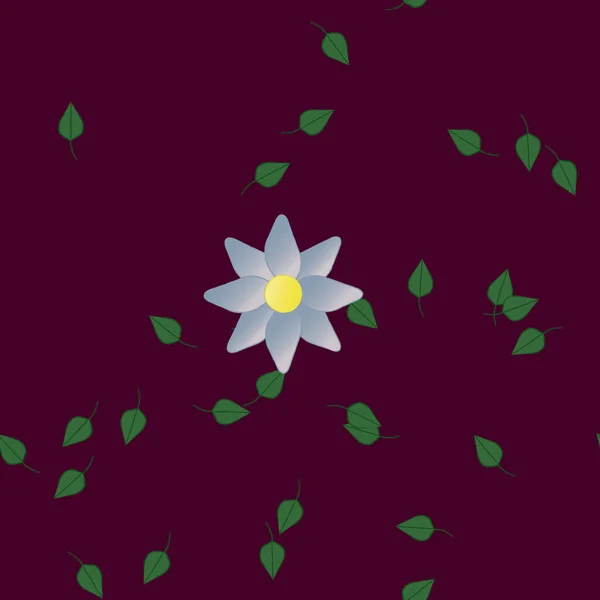 Flores Abstractas Con Hojas Verdes Patrón Sin Costura Ilustración Vectorial — Vector de stock