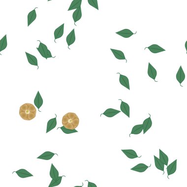 Yeşil yapraklı soyut çiçekler pürüzsüz desen, vektör çizimi