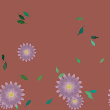 Yeşil yapraklı soyut çiçekler pürüzsüz desen, vektör çizimi