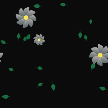 Yeşil yapraklı soyut çiçekler pürüzsüz desen, vektör çizimi