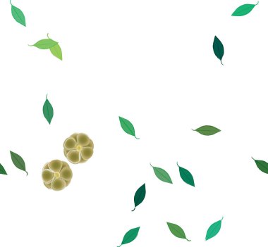 Yeşil yapraklı soyut çiçekler pürüzsüz desen, vektör çizimi