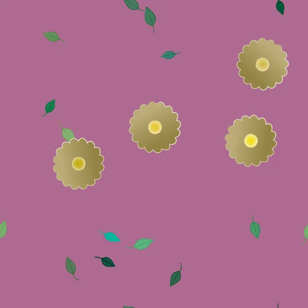 Flores Abstractas Con Hojas Verdes Patrón Sin Costura Ilustración Vectorial — Vector de stock