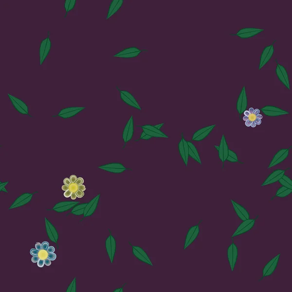 Fleurs Avec Feuilles Fond Sans Couture Illustration Vectorielle — Image vectorielle