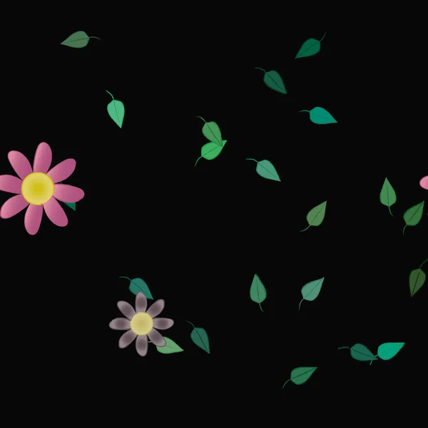 Flores Con Hojas Fondo Sin Costuras Ilustración Vectorial — Vector de stock