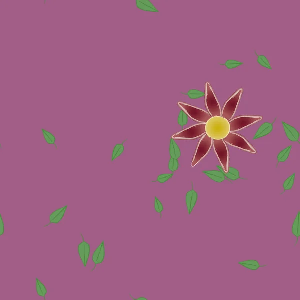 Flores Abstractas Con Hojas Verdes Patrón Sin Costura Ilustración Vectorial — Vector de stock