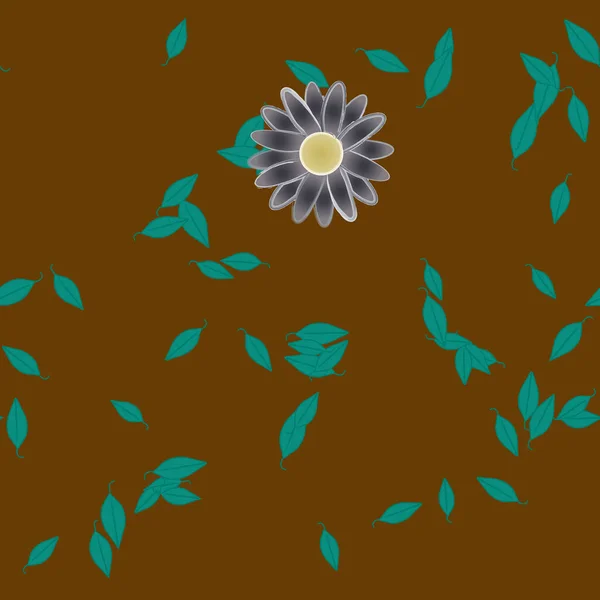 Flores Abstractas Con Hojas Verdes Patrón Sin Costura Ilustración Vectorial — Vector de stock