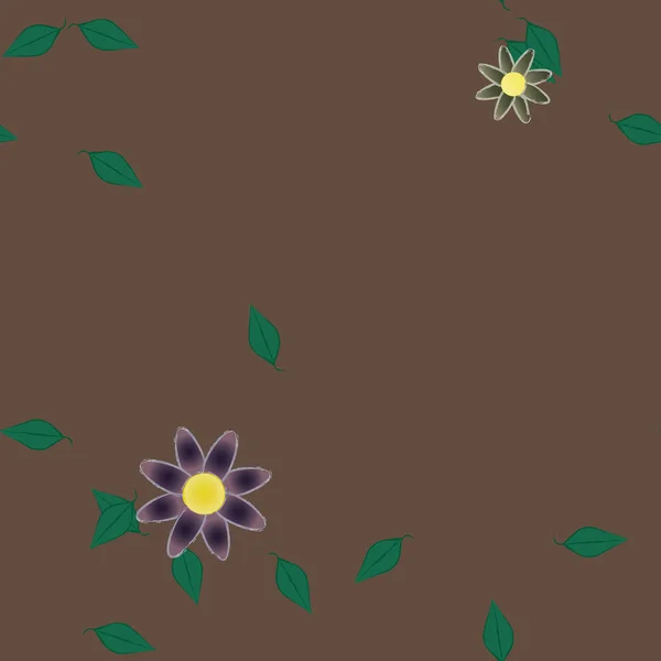 Flores Abstractas Con Hojas Verdes Patrón Sin Costura Ilustración Vectorial — Vector de stock