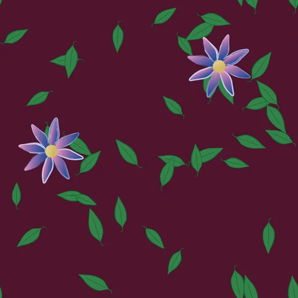 Flores Con Hojas Fondo Sin Costuras Ilustración Vectorial — Archivo Imágenes Vectoriales