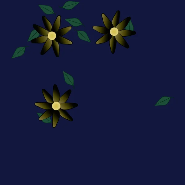 Fleurs Abstraites Avec Des Feuilles Vertes Motif Sans Couture Illustration — Image vectorielle