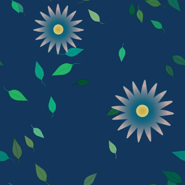 Fleurs Abstraites Avec Des Feuilles Vertes Motif Sans Couture Illustration — Image vectorielle