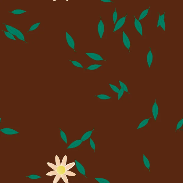 Flores Con Hojas Fondo Sin Costuras Ilustración Vectorial — Archivo Imágenes Vectoriales