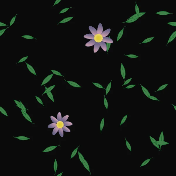 Flores Con Hojas Fondo Sin Costuras Ilustración Vectorial — Vector de stock