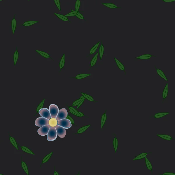 Flores Abstractas Con Hojas Verdes Patrón Sin Costura Ilustración Vectorial — Archivo Imágenes Vectoriales