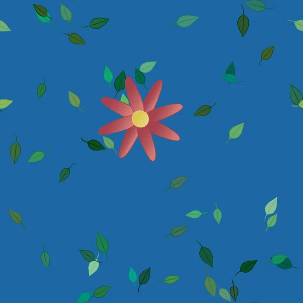 Flores Abstractas Con Hojas Verdes Patrón Sin Costura Ilustración Vectorial — Vector de stock