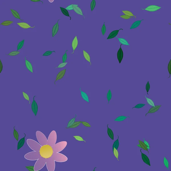 Fleurs Abstraites Avec Des Feuilles Vertes Motif Sans Couture Illustration — Image vectorielle