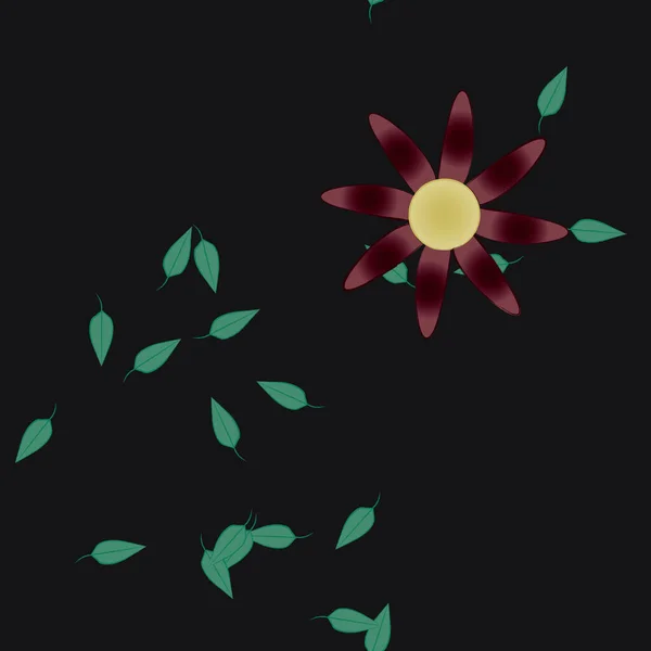 緑の葉で抽象的な花をシームレスなパターンで — ストックベクタ