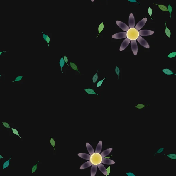 Fleurs Abstraites Avec Des Feuilles Vertes Motif Sans Couture Illustration — Image vectorielle