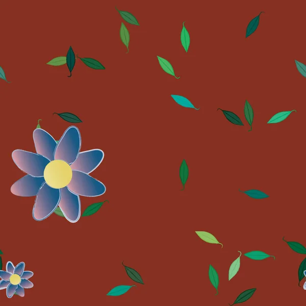 Flores Con Hojas Fondo Sin Costuras Ilustración Vectorial — Vector de stock