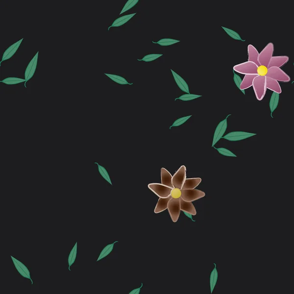 Fleurs Avec Feuilles Fond Sans Couture Illustration Vectorielle — Image vectorielle