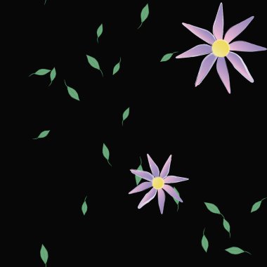 Yeşil yapraklı soyut çiçekler pürüzsüz desen, vektör çizimi