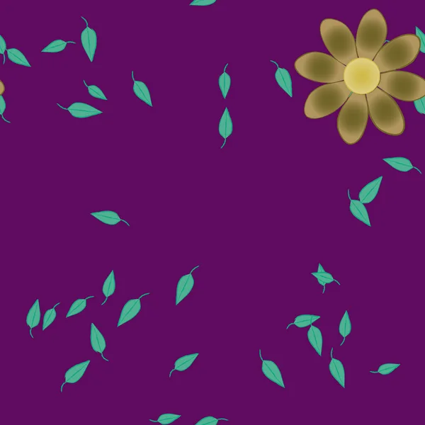 Flores Abstractas Con Hojas Verdes Patrón Sin Costura Ilustración Vectorial — Vector de stock