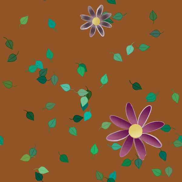 Fleurs Abstraites Avec Des Feuilles Vertes Motif Sans Couture Illustration — Image vectorielle