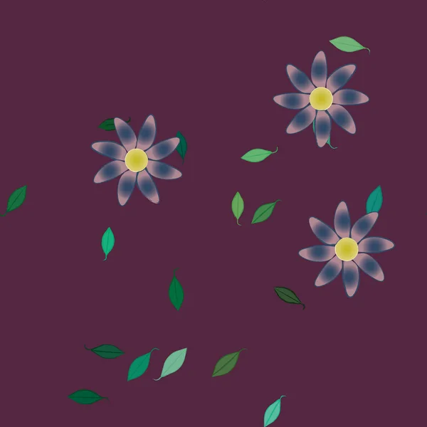 Flores Abstractas Con Hojas Verdes Patrón Sin Costura Ilustración Vectorial — Archivo Imágenes Vectoriales