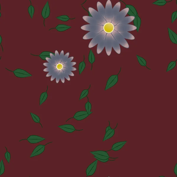 Fleurs Avec Feuilles Fond Sans Couture Illustration Vectorielle — Image vectorielle