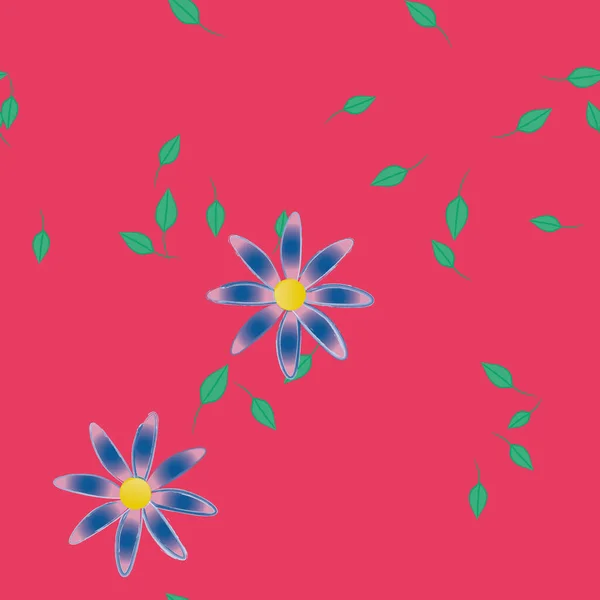 Flores Abstractas Con Hojas Verdes Patrón Sin Costura Ilustración Vectorial — Vector de stock