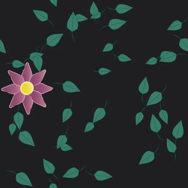 Flores Abstractas Con Hojas Verdes Patrón Sin Costura Ilustración Vectorial — Archivo Imágenes Vectoriales