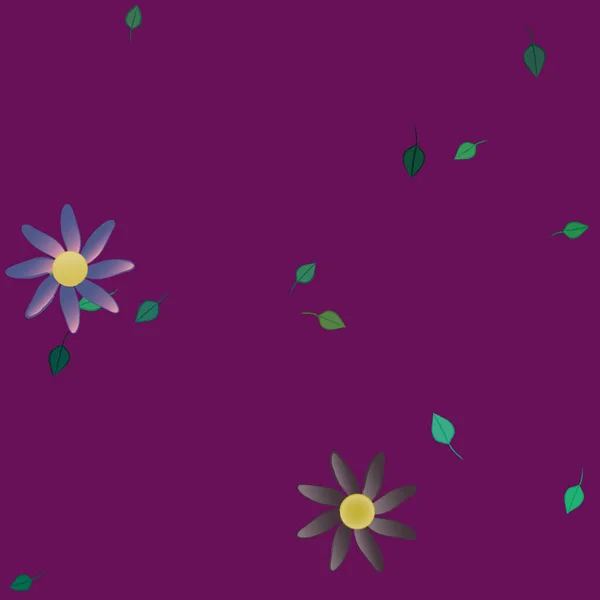 Flores Abstractas Con Hojas Verdes Patrón Sin Costura Ilustración Vectorial — Vector de stock