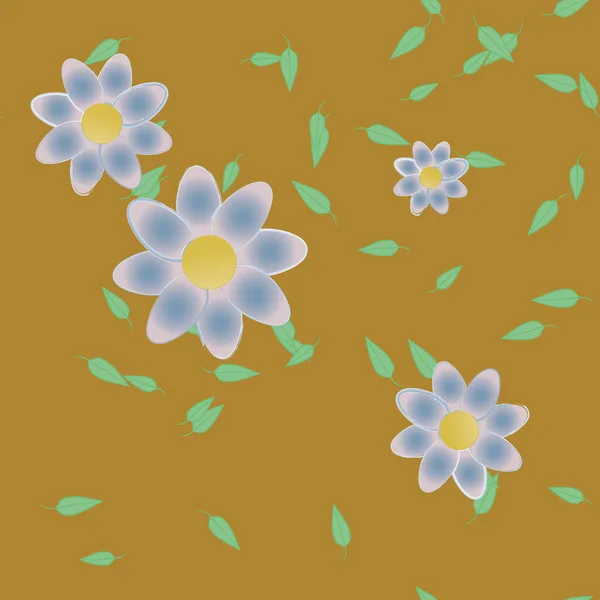 Fleurs Abstraites Avec Des Feuilles Vertes Motif Sans Couture Illustration — Image vectorielle