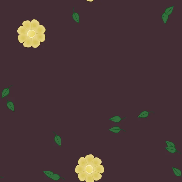 Fleurs Abstraites Avec Des Feuilles Vertes Motif Sans Couture Illustration — Image vectorielle