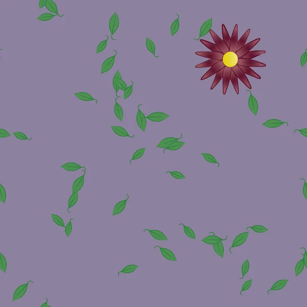 Flores Con Hojas Fondo Sin Costuras Ilustración Vectorial — Archivo Imágenes Vectoriales