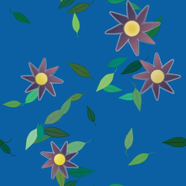 Flores Abstractas Con Hojas Verdes Patrón Sin Costura Ilustración Vectorial — Archivo Imágenes Vectoriales