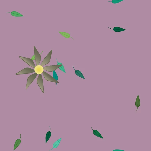 Fleurs Abstraites Avec Des Feuilles Vertes Motif Sans Couture Illustration — Image vectorielle