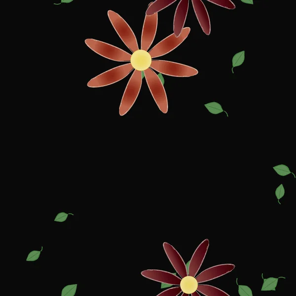 Bloemen Met Bladeren Naadloze Achtergrond Vector Illustratie — Stockvector