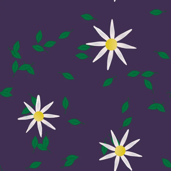 Flores Con Hojas Fondo Sin Costuras Ilustración Vectorial — Archivo Imágenes Vectoriales