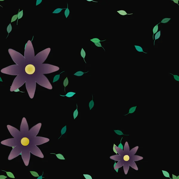 Fleurs Abstraites Avec Des Feuilles Vertes Motif Sans Couture Illustration — Image vectorielle